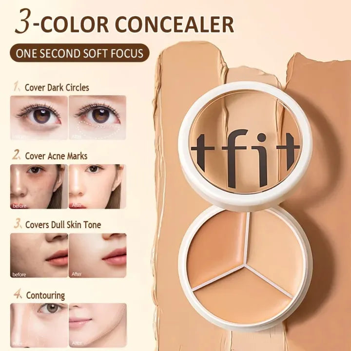 TFIT 3-Color Concealer  Korea Concealer Cream All Skin Tones  (Buy 1 Get 1 Free)